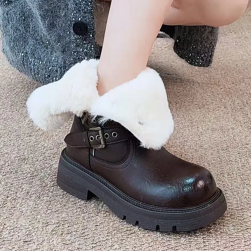 รองเท้าบูทขนสัตว์แบบสวมสำหรับผ - Street Fashion Goth บทวิจารณ์และราคา