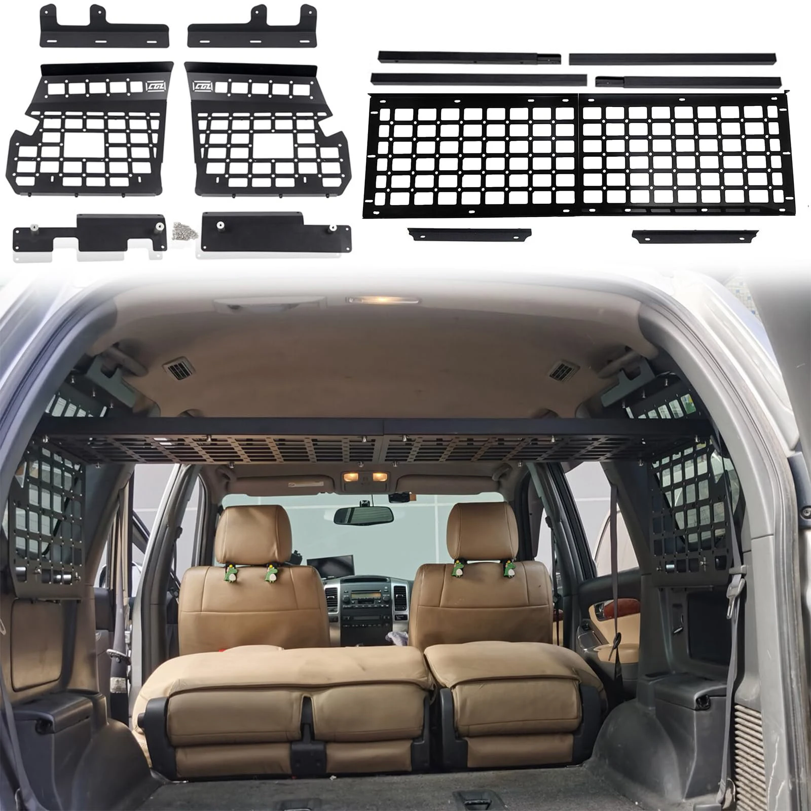 Para Toyota Land Cruiser Prado FJ120 J120 2003-2009 Panel de almacenamiento Modular modificación de estante Panel Molle estante de residuos de maletero trasero