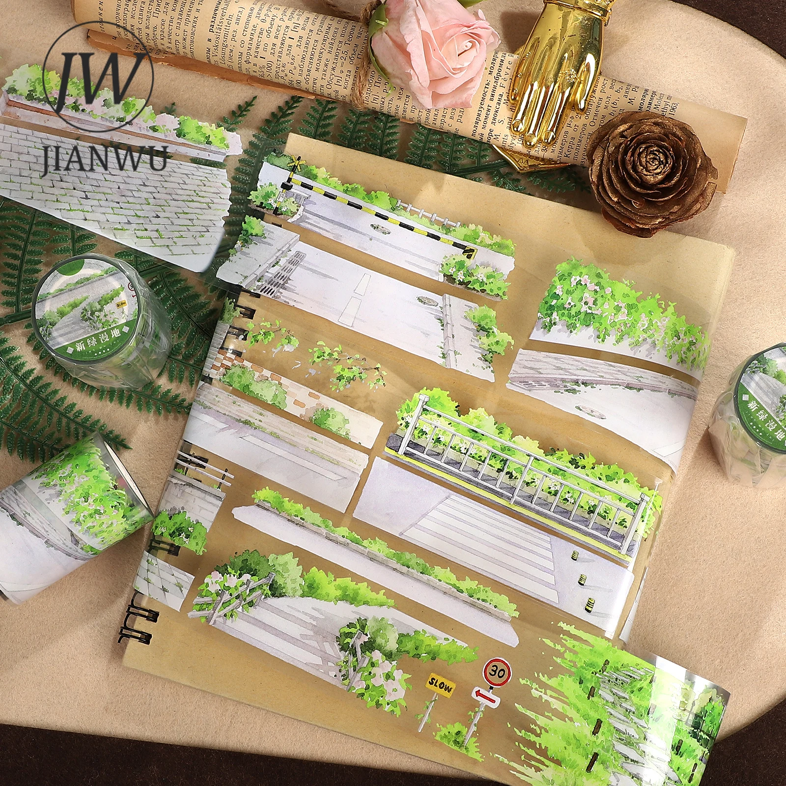 

JIANWU 60 мм * 5 м винтажные растения, теплицы, пейзажный материал, коллаж, скрапбукинг, ПЭТ-лента, креативные канцелярские принадлежности для журналов «сделай сам»