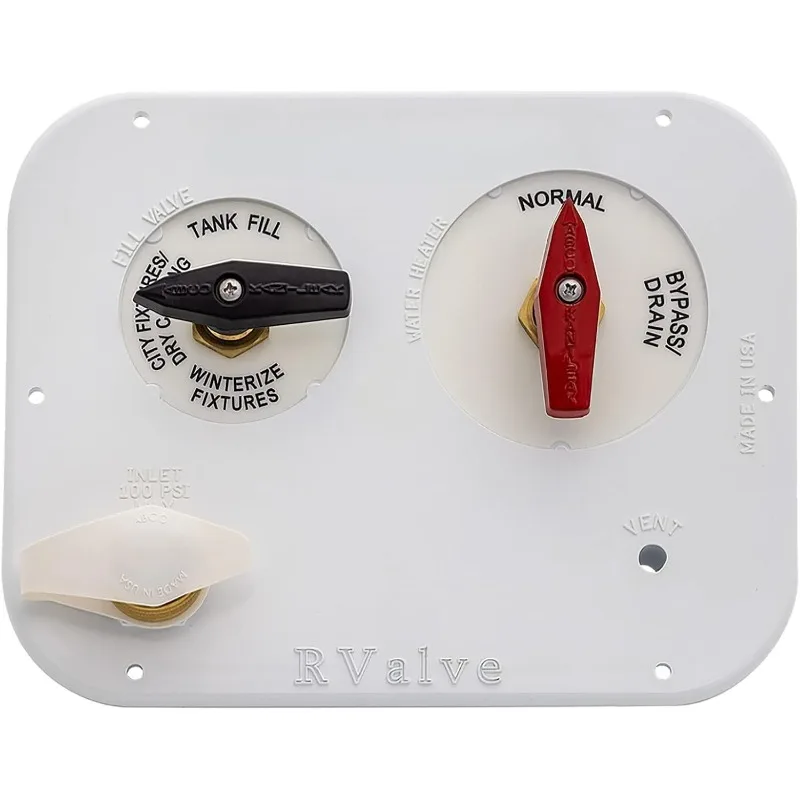 RV MANRV102-RF RV Water Service Panel with 4 Function Low Lead Brass Valve Supply  Bypass for Tank Filling & Maintenance