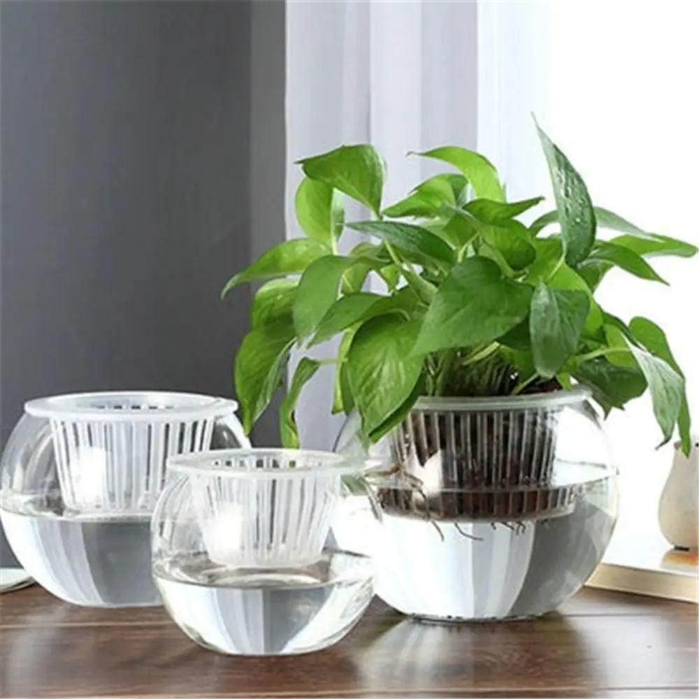 Glass Water-absorbing Flower Pot Visible Water Level Self Watering Hydroponic Planter Garden Supplies