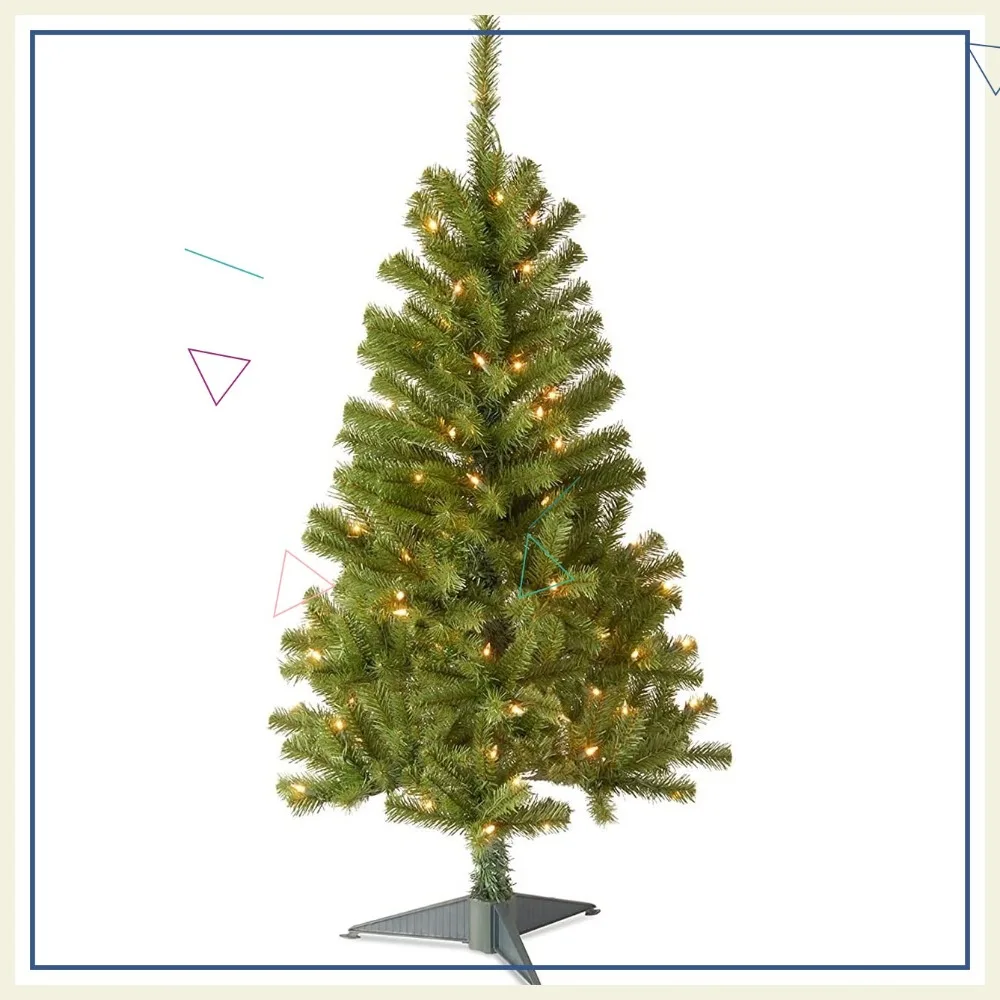 4ft Pre-Lit Artificial Christmas Tree with 100 Clear Lights, 230 Tips, Includes Stand for Easy Setup and Storage