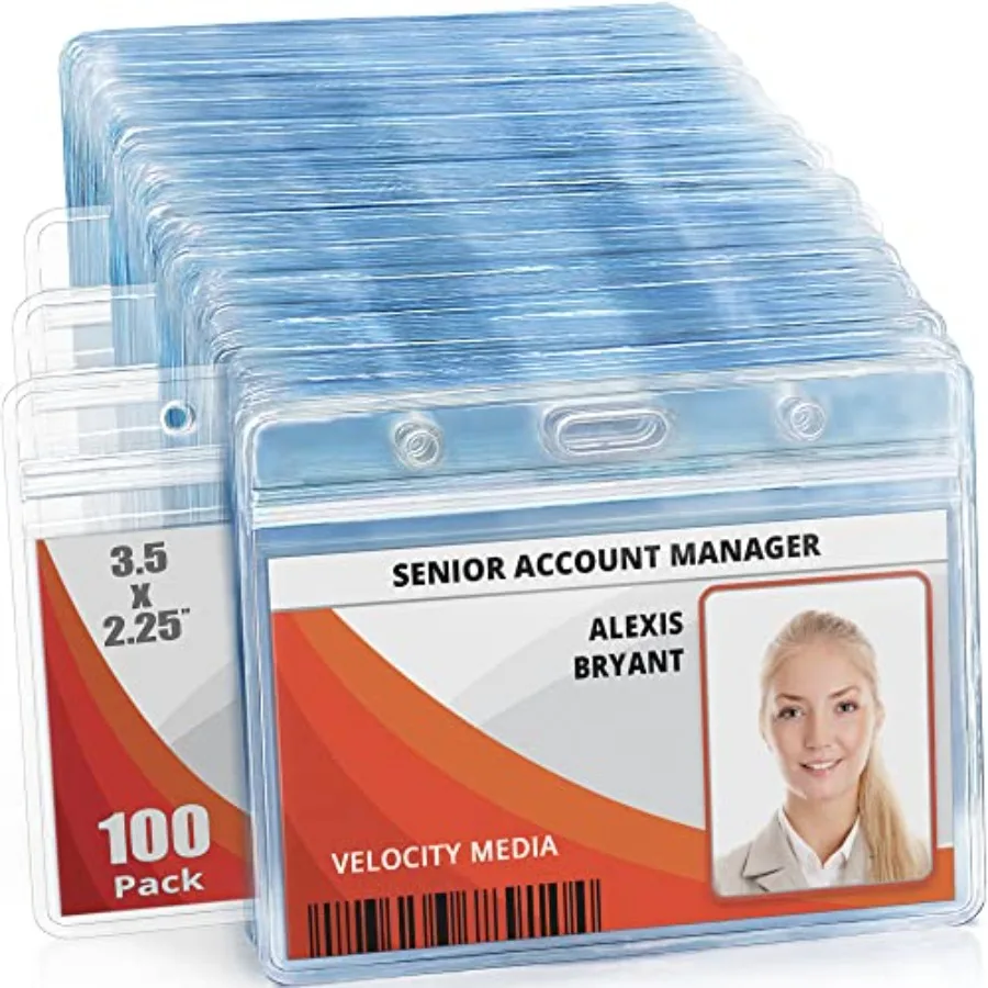 

USA Horizontal ID Name Badge Holder Clear 3.5x2.25 Inch 0 Pack Waterproof and Resealable Plastic Card Holders