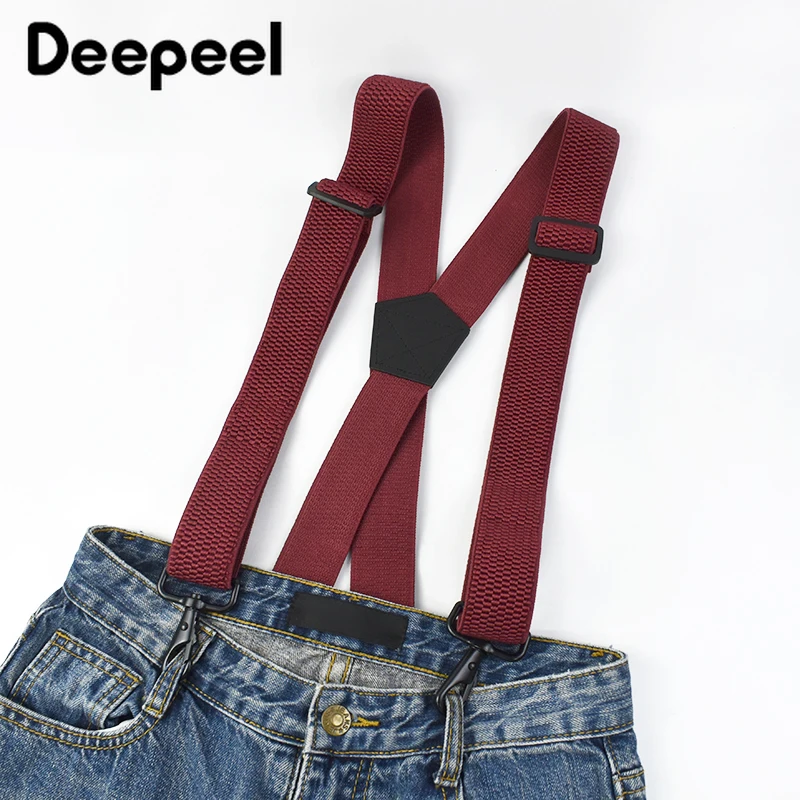 Deepeel 3.5*120 سنتيمتر الكبار الرجال الحمالات 4 مقاطع هوك مشبك الأشرطة المرنة X على شكل الأقواس ضبط الحمالات حزام رياضي الذكور