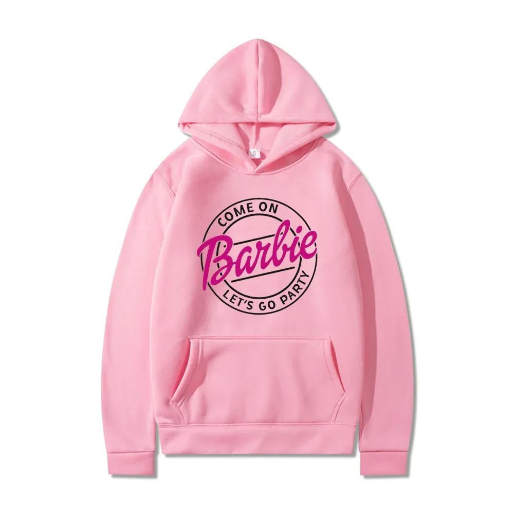 

MINISO Barbie The Movie Peripheral Two-dimensional English Letter Printed Hooded Sweatshirt for Men and Women, The Best Gift