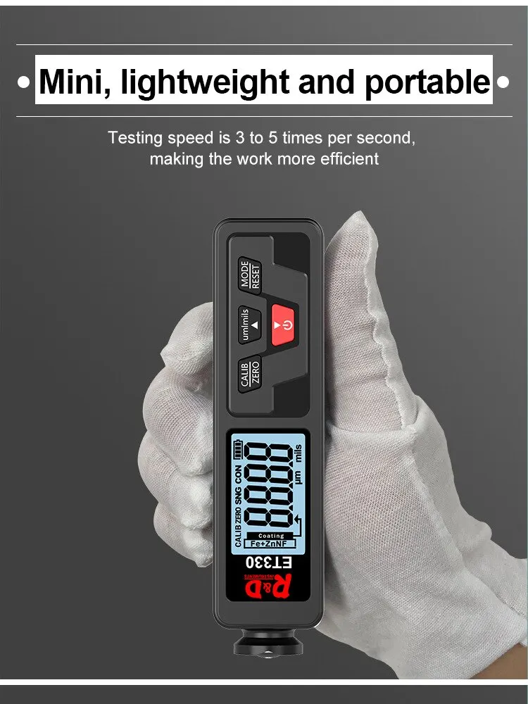 R&D ET330 Coating Thickness Gauge High Precision Zinc Coating Thickness Gauge for Automotive Paint Surface 1Set