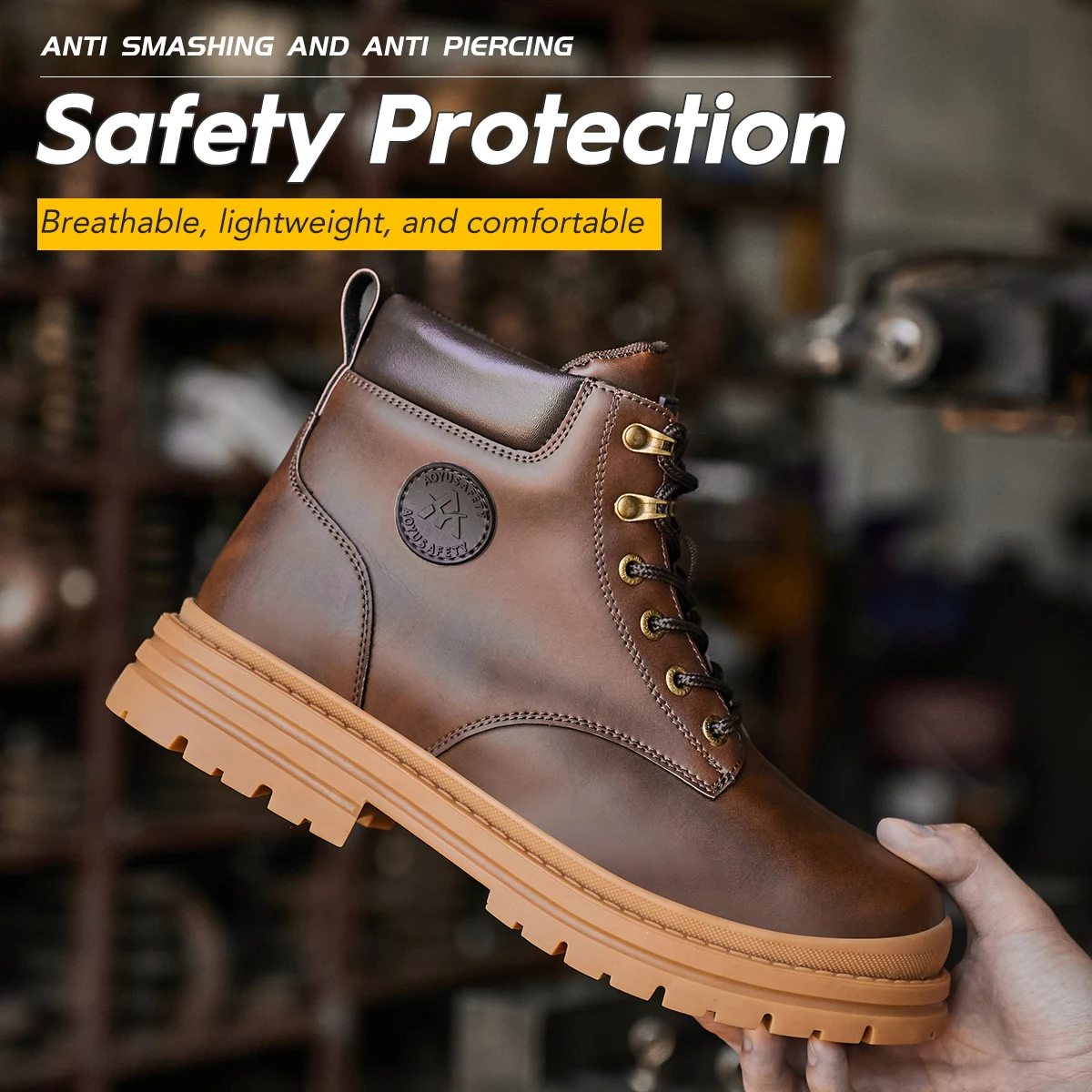 AOYU 2026 Man Boots Safety Protective Shoes Steel Toe Work Shoes Men Anti-puncture Safety Shoes Men Women Work Safety Boots