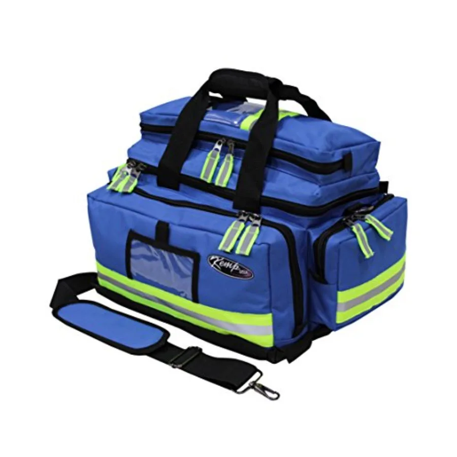 

Kemp USA Large Trauma EMS Bag for Emergency Response Professionals EMTs and First Responders Survival Gear with Royal Blue Colo