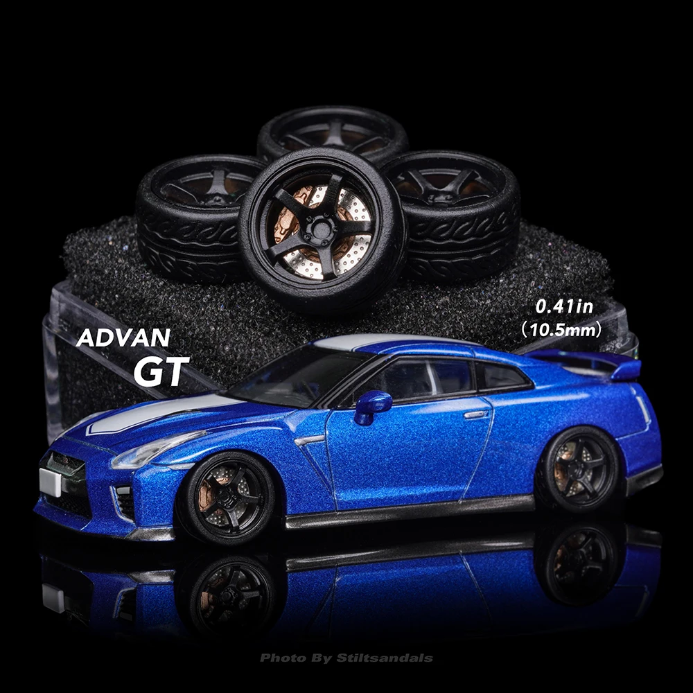 Chika 1/64 Wheels For Diecast Model Cars with Rubber Tires Luxury Refitting Parts Model Car for MiniGT Hotwheels Hobby Gifts