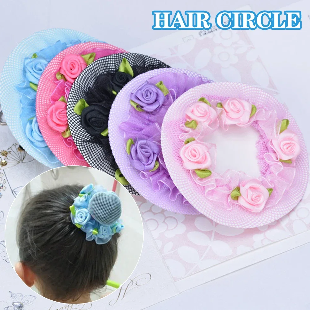 Girl Women Bun Cover Snood Hair Net Hair Nets Latin Ballet Dance Crochet Snoods Accessories With Flower