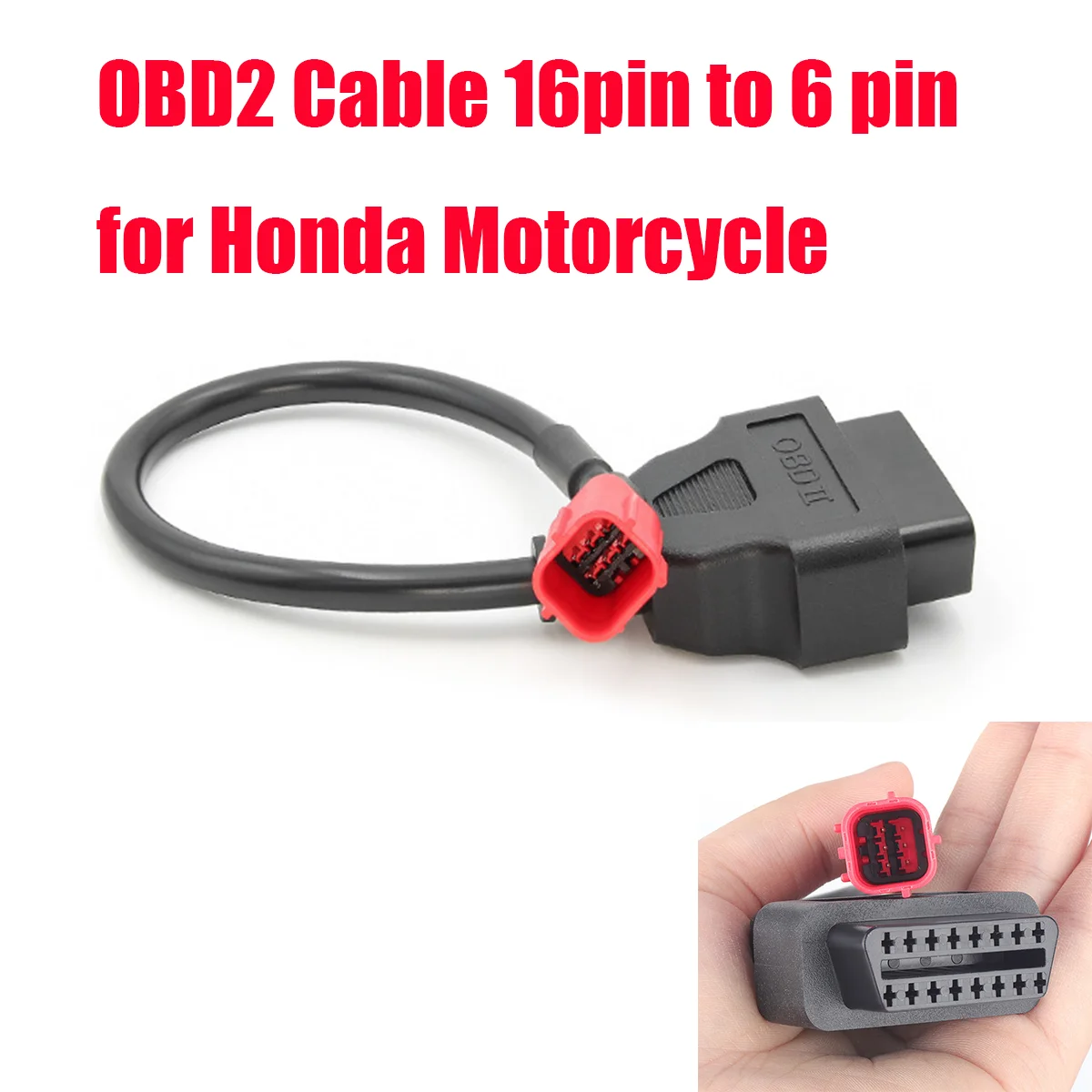 

OBD2 Cable 16pin to 6 pin for Honda Motorcycle Motorbike Diagnostic Extension OBD Cable