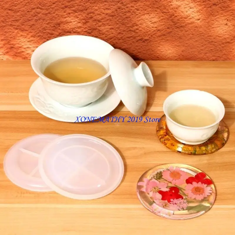 

F42F Tea-Cup Silicone Mould Small Round Epoxy Resin Molds Easy to Use