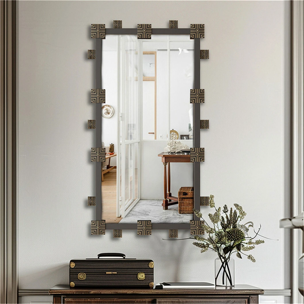 

Vintage Wall Mirror Rectangle Industrial Decor Mirror Accent Mirror with Decorative Resin Piece 102 x 52cm Large Bathroom Mirror