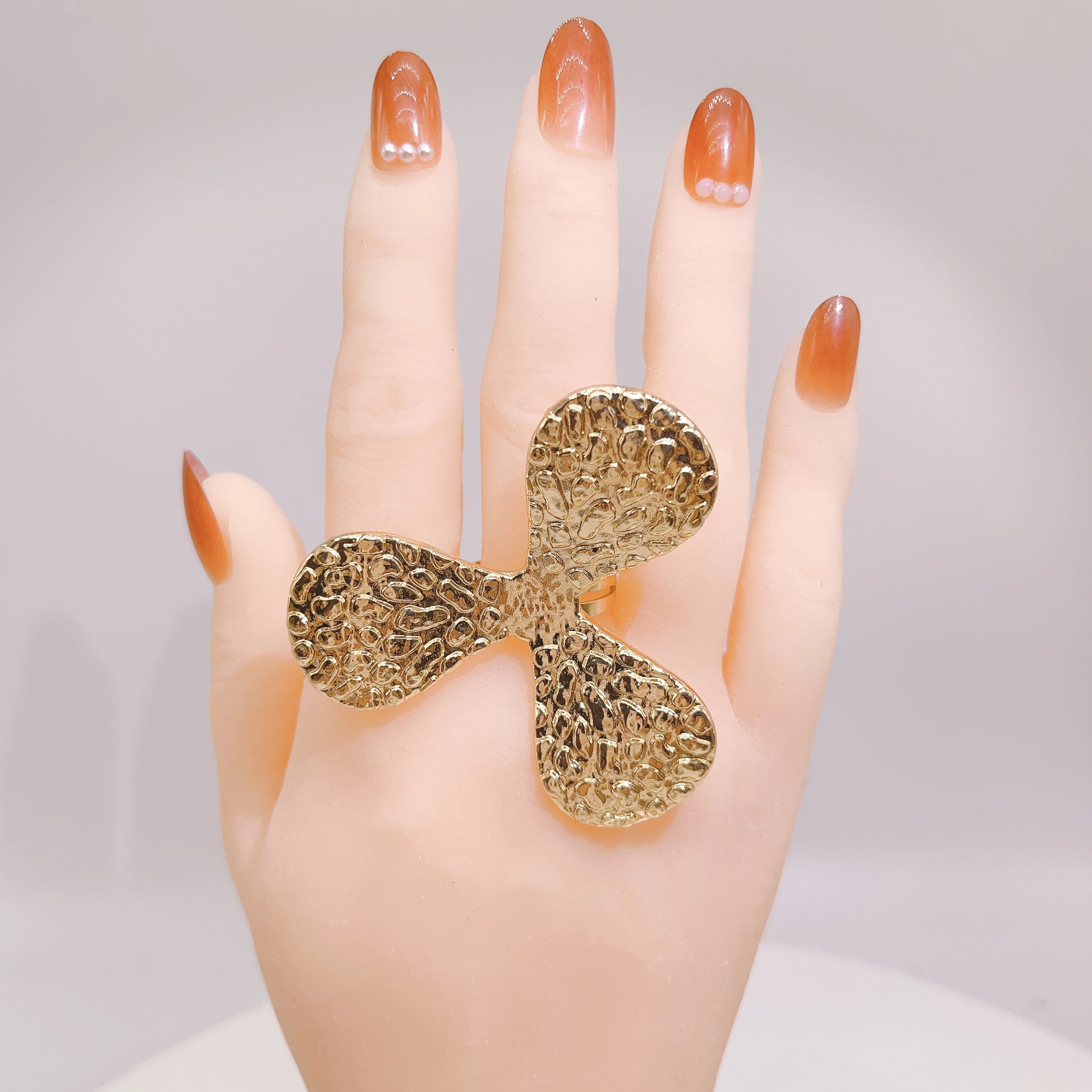 Zhuerrui Fashion Huge Clover Adjustable Rings For Women Brazilian Gold Plated Jewelry Sets Accesorios Wedding Gift B0043