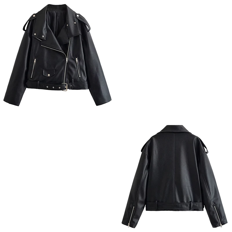 Chaqueta de Cuero Sintético Ajustada para Mujer Guobioziy, Primavera-Otoño 2026, Nueva Moda Casual Francesa, Estilo Urbano Británico Rockero para Uso Diario