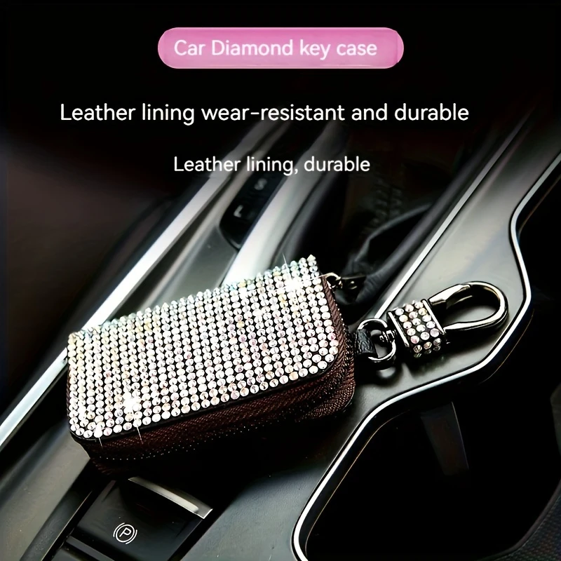 Car Key Storage Case Luxury Full Diamond Crystal Keychain Cover Key Case Wallet Rhinestone Bling Auto Decoration Car Accessories