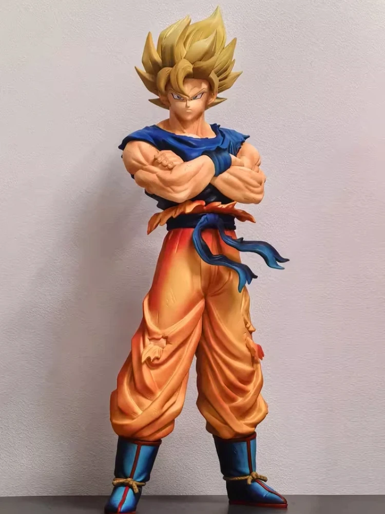

YJ Dragon Ball Super Saiyan Goku Action Figure Detailed Collectible Statue PC Case Desktop Ornament Gift For Boys Anime Fans