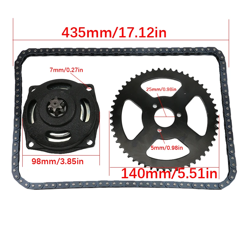 Mini Moto Links Loops Chain with Gear Box and Rear Sprocket 47cc 49cc Drive System T8F 108 6T Fit Pocket Bike