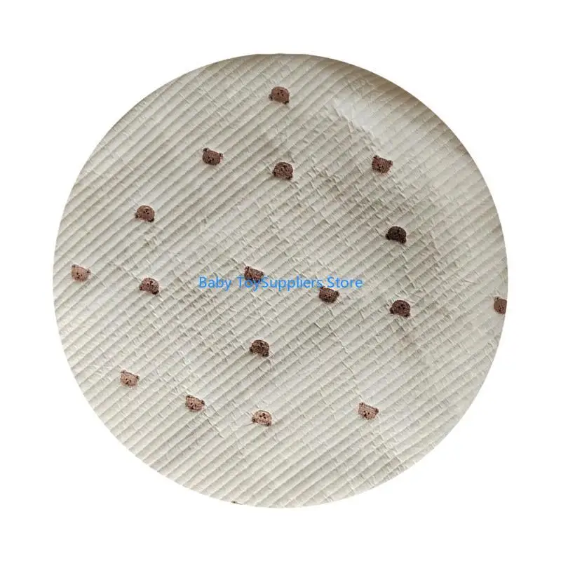 سجادة لعب دائرية للأطفال من R1WF، سجادة مريحة لغرف الأطفال قابلة للإزالة والغسل، سجادة مستديرة لزحف الأطفال مع تطريز #1
