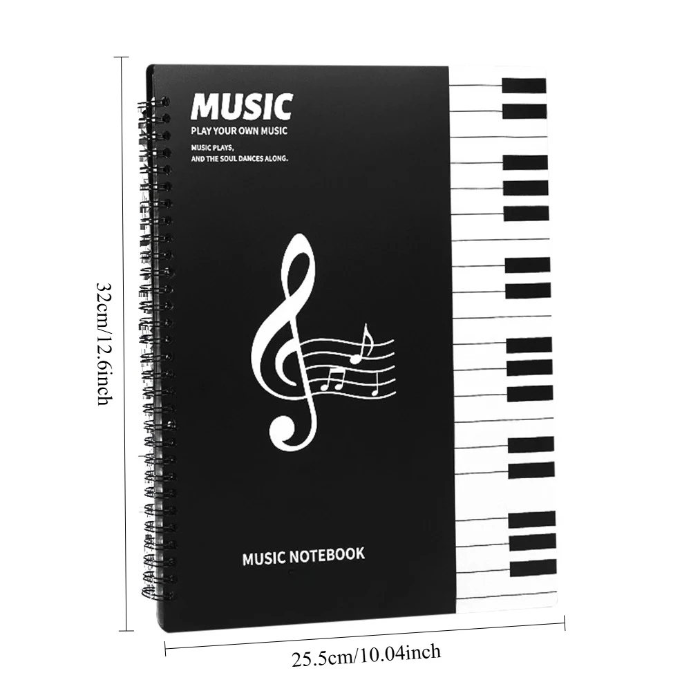 Black White PP Cover A4 20-Sheet 40-Page Versatile Music Score Holder For Piano, Featuring A Non-Reflective And Reversible Desig