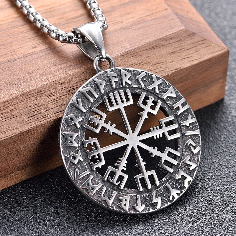 Retro Mythological Father of The Gods Odin Rune Letter Necklace Viking Pendant Men's Punk Trend Jewelry