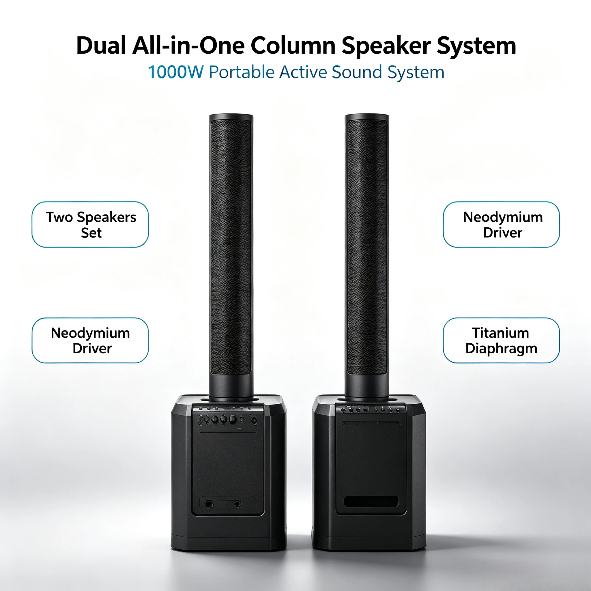 J PRXONE All-in-One Active Column Speaker 1000W Output Neodymium Magnet Titanium AlloyDiaphragm Portable PA Amplification System