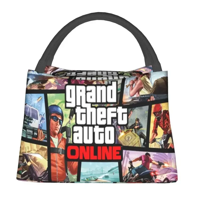 Grand Theft Auto Action Adventure Game Portable Lunch Box Women Leakproof Thermal Cooler Food Insulated  Bag Container