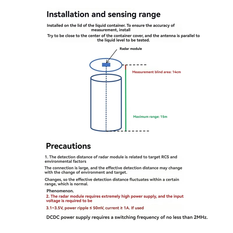 

LD8001 79G Миллиметровая волна Датчик уровня жидкости Радарный модуль Бесконтактный высокоточный диапазон 15M LD8001-BTFL