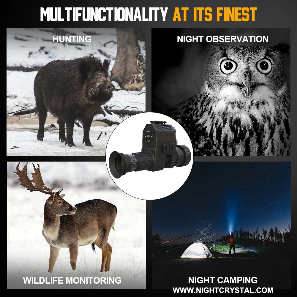 NightCrystal Megaorei 4B NK007 Plus 1080 HD أحادي تلسكوب مناظير الأشعة تحت الحمراء للرؤية الليلية نطاق إضافة على الكاميرا للصيد