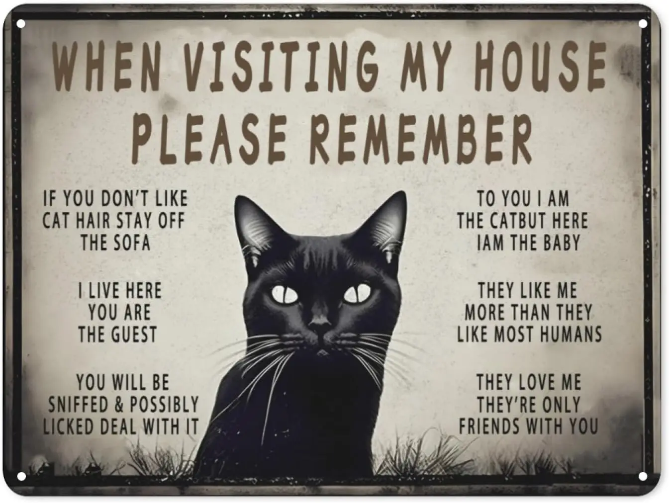 Vintage Metal Sign - Warning Tin Sign Vintage Decor - Suitable for Garage Home Garden Cafe Cat Metal Tin Sign Cat Wall Art  sign