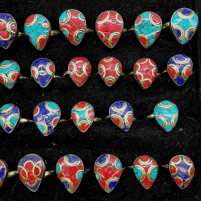Mix 5PCS Nepal Vintage Lovely Rings for Girl Cute Heart Drop R227