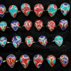 Mix 5PCS Nepal Vintage Lovely Rings for Girl Cute Heart Drop R227