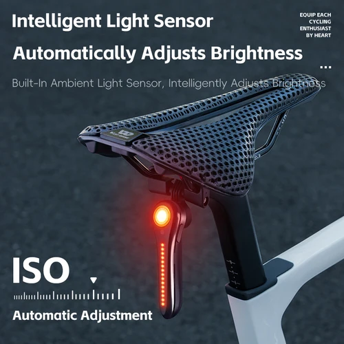 Imagen 2 del producto WEST BIKING-luz trasera de bicicleta, Sensor de freno IPX6, luces traseras intermitentes de flujo lineal, detección de luz inteligente, LED recargable