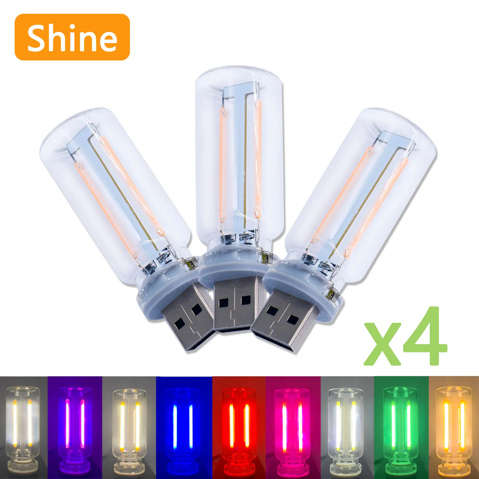 

4pcs New LED Retro Edison Bead Bulb Dimming Light Source 0.3W DC5V Household Bedhead Portable Light USB Touch Sensing Bulb DIY