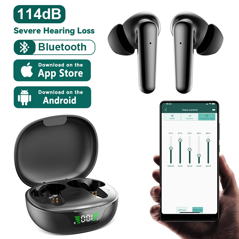 Apparecchi acustici Apparecchi acustici digitali per sordità degli anziani 12 canali Controllo APP Amplificatore audio Bluetooth Apparecchi auricolari per la riduzione del rumore