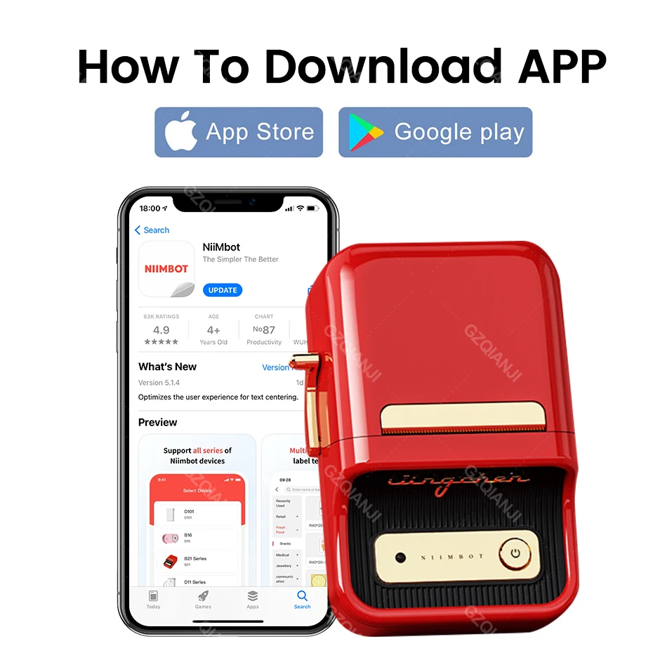 Niimbot B21 Portable Multifunctional Label Printer Wireless Bluetooth Maker With Self-adhesive Label roll for Business Barcode