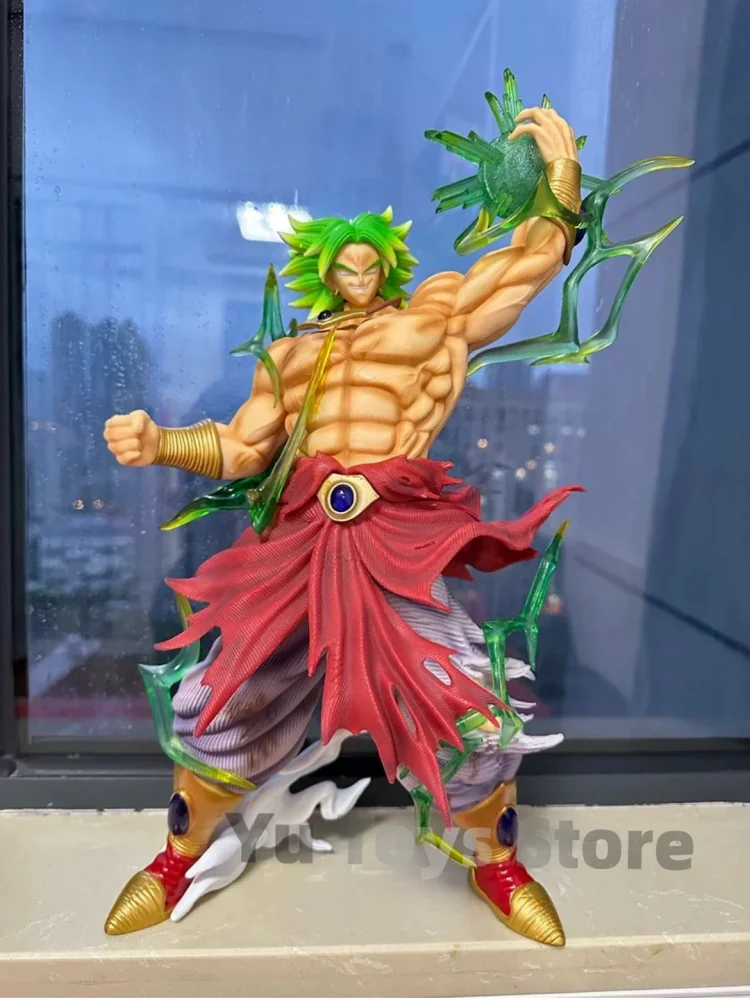 Original 41cm Dragon Ball Figures Super Broly Action Figure Bug Smsp 2 Heads Statue Figurine Led With Light Doll Model Toys Gift