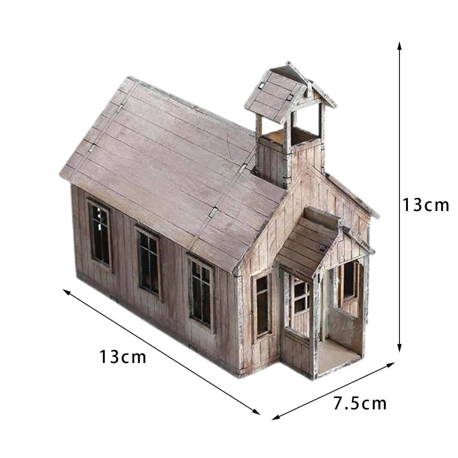 Modelo de igreja europeia 1:72, ornamentos de modelo de cena de arquitetura, interativo DIY