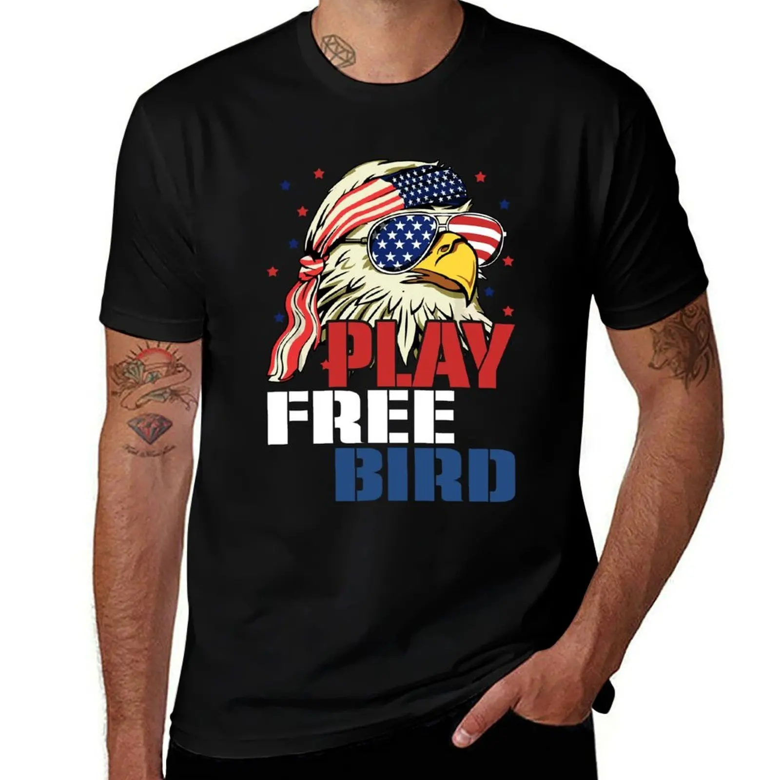 Play Free Bird Bald Eagle T-Shirt cotton t shirts man 100% man t shirts for men casual T-Shirt