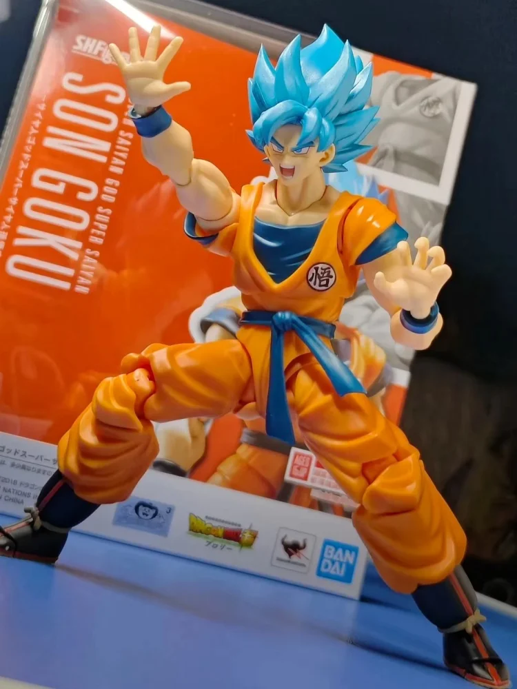 Figura de acción Original Bandai Shf Dragon Ball Anime Super Saiyan God Super Saiyan Son Goku colección de figuras modelo juguete para regalo