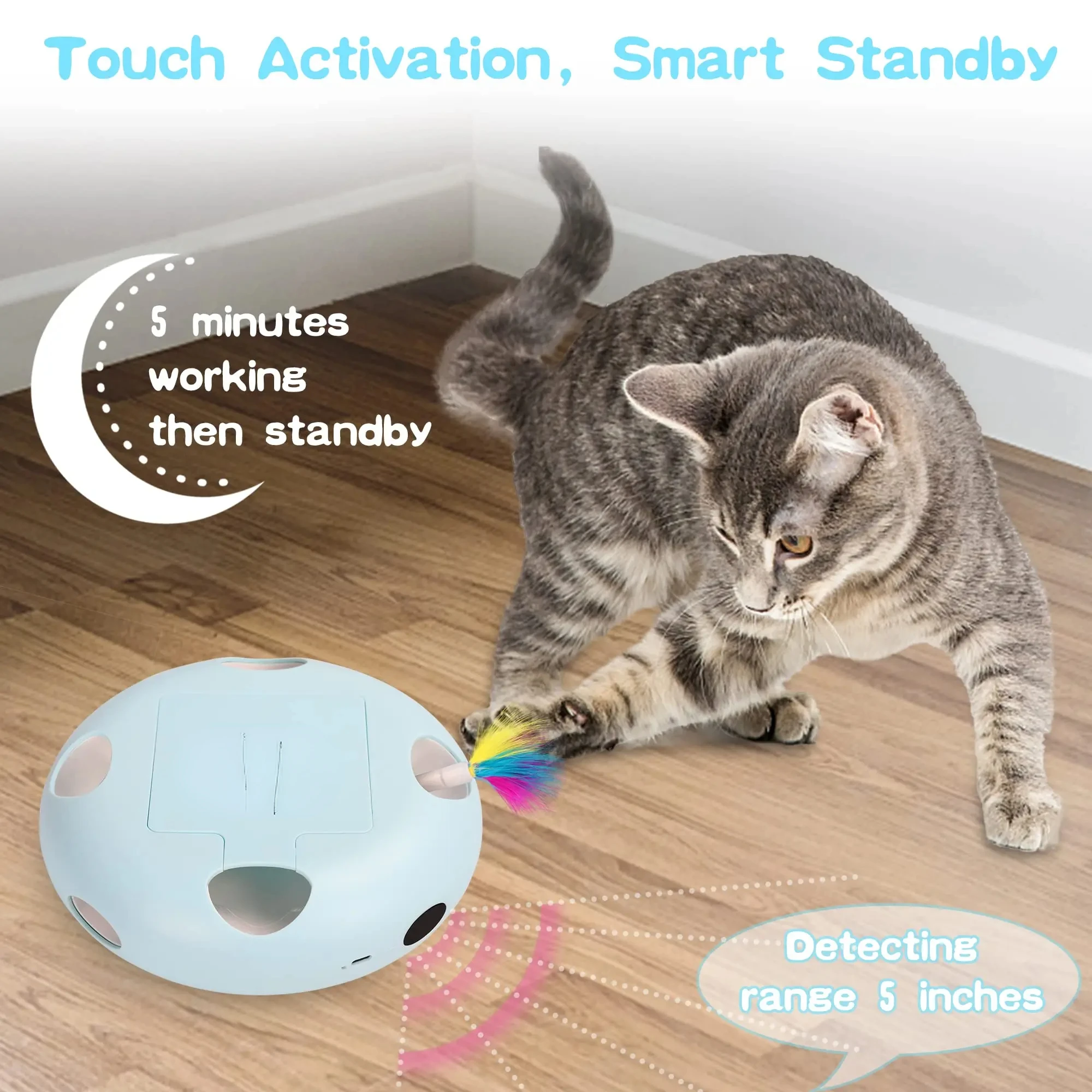 Cat Toys, Interactive Cat Toys for Indoor Cats, Smart Interactive Kitten Toy, Automatic 7 Holes Mice Whack-A-Mole Cat post Snake