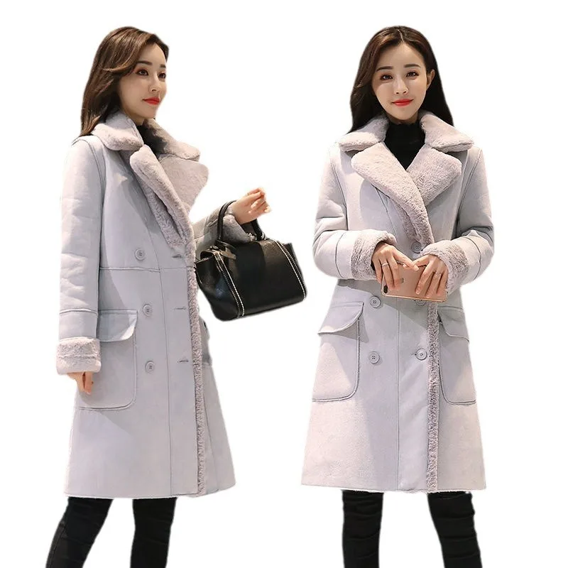 Winter Jacket Women Suede Fur Winter Coat 2025 Fashion Thick Faux Sheepskin Long Jacket Overcoat Female Solid Warm Trench Coats