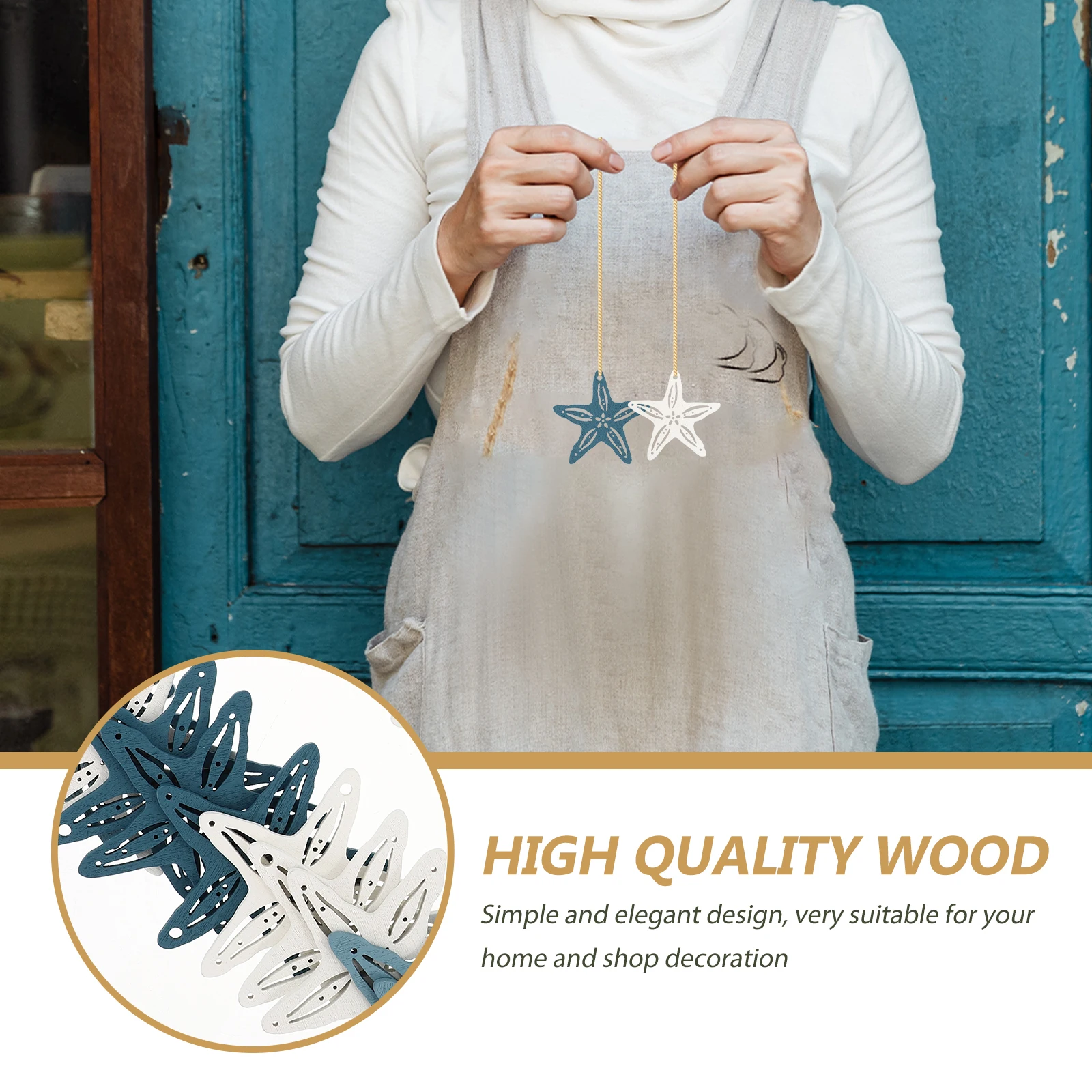 

24pcs Ocean Craft Wooden Adornments Lightweight Smooth Finish Home Decor Kids Safe Mediterranean Style Desktop Ornament Set