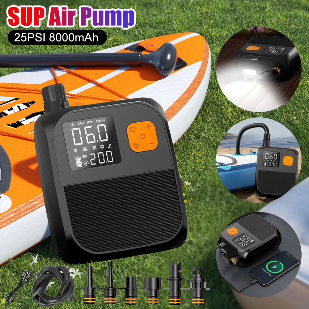 

Электрический насос для SUP-досок, перезаряжаемый, 25PSI, для надувных лодок и SUP-досок, портативный