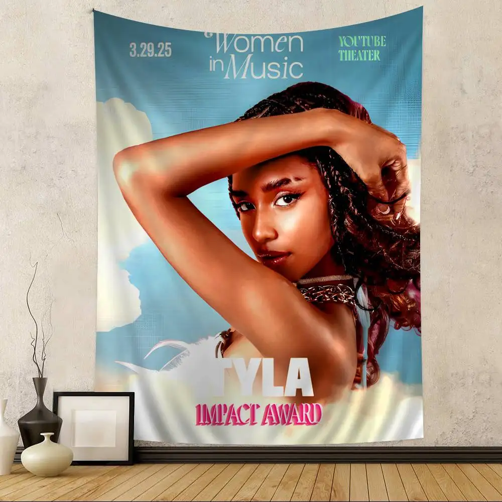 Hot Singer Tyla Cartoon Tapestry Art Science Fiction Room Home Decor Wall Hanging Sheets