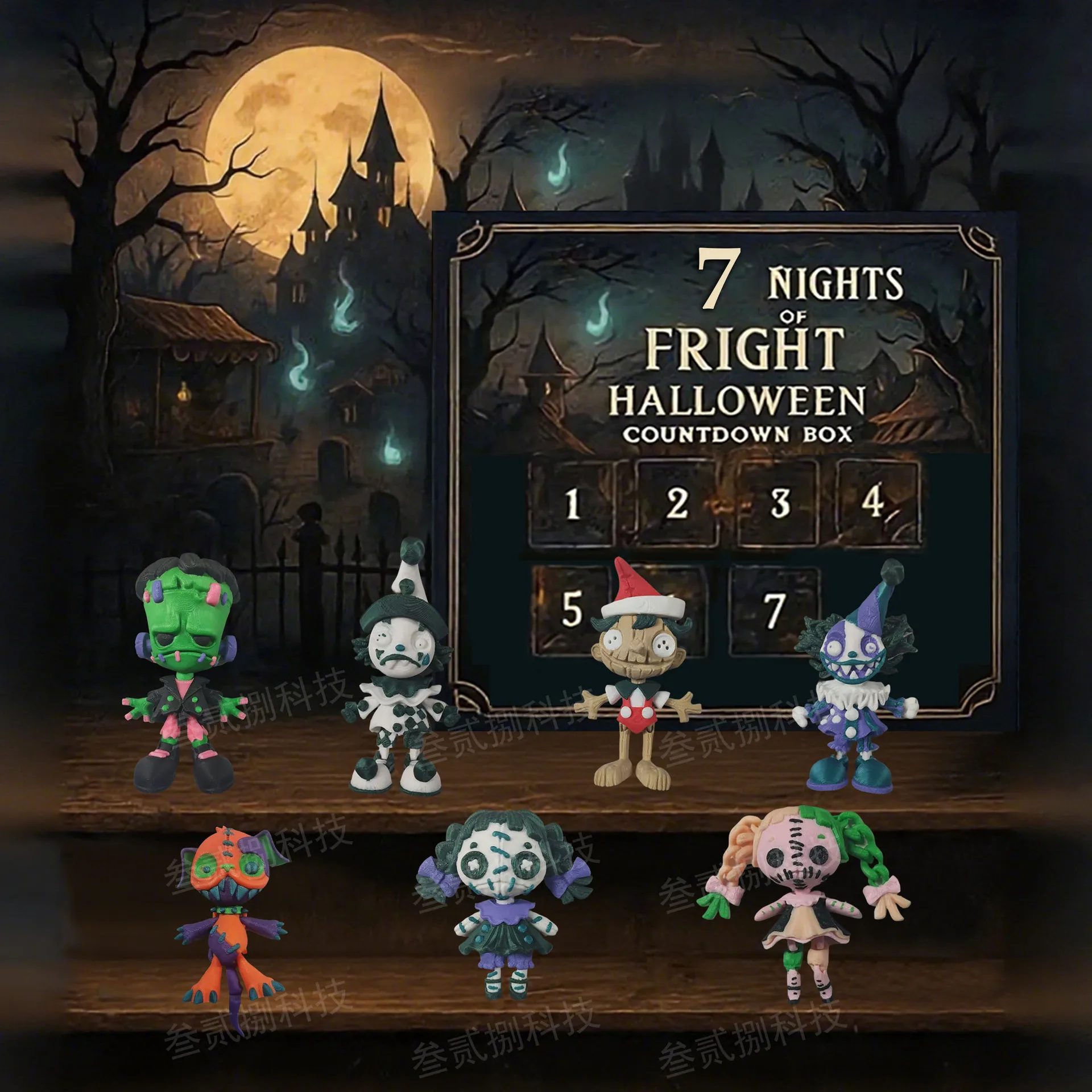 Halloween 3D Doll Decoration Blind Box 7-Day Countdown Halloween Night Horror Night Blind Box Gift 15/31 Days