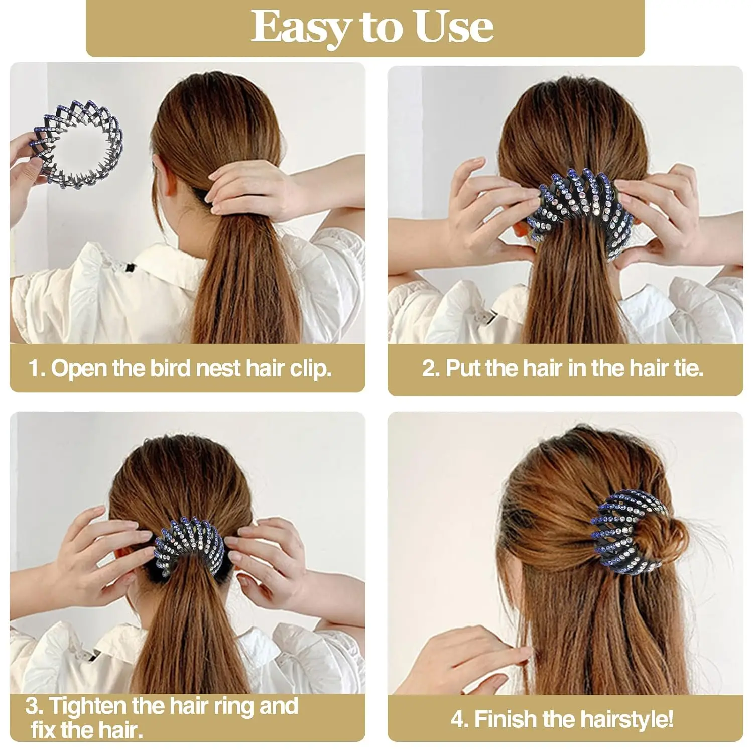5 Pcs Bird Nest Hair Clips Holder Ponytail Holder Bun Barz Bun Clip Accessories for Women and Girls (Color-5) view 4