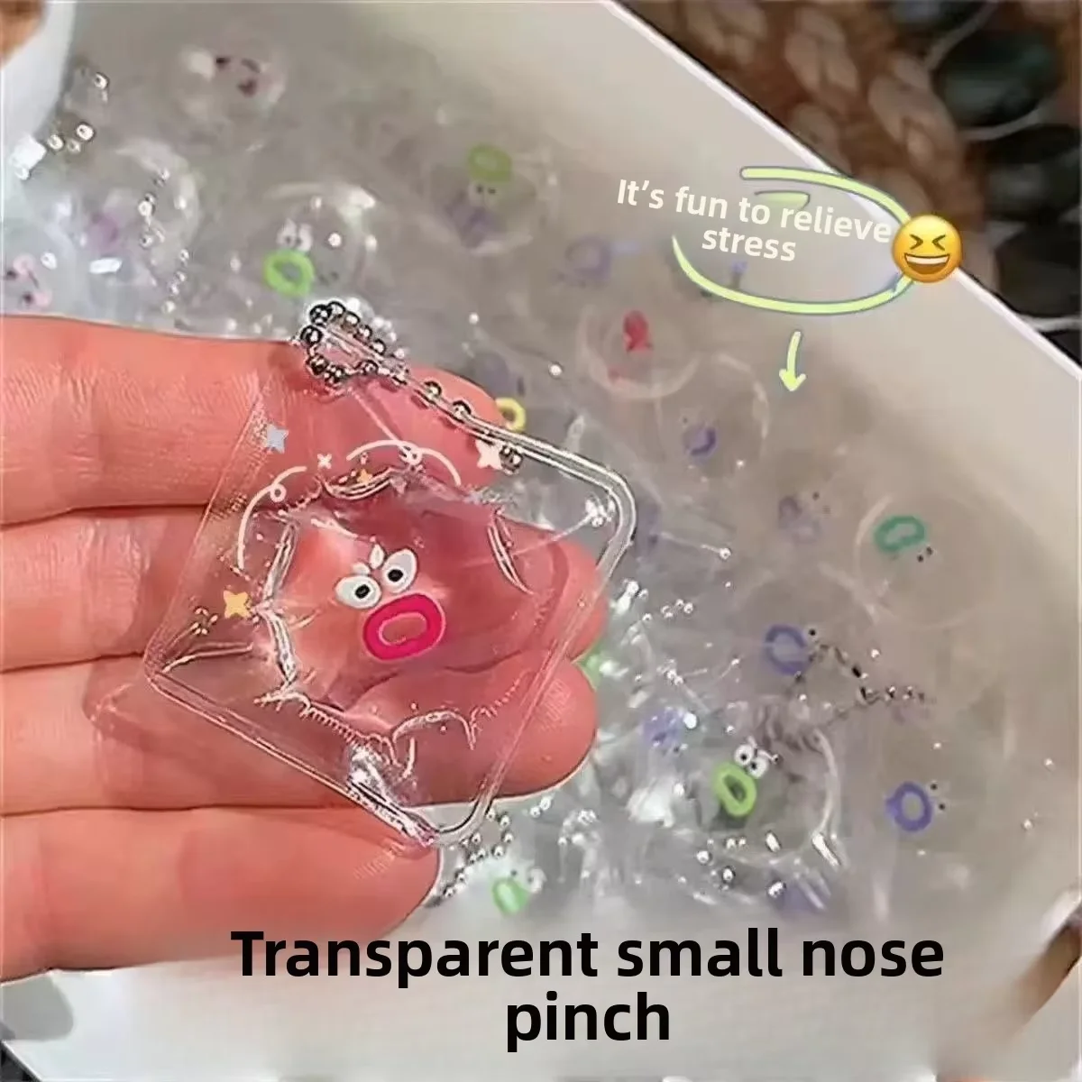 Mini Boneca Transparente de Desenho Animado para Alívio do Estresse, Brinquedo Macio e Pegajoso de Recuperação Lenta, Fofo e Engraçado