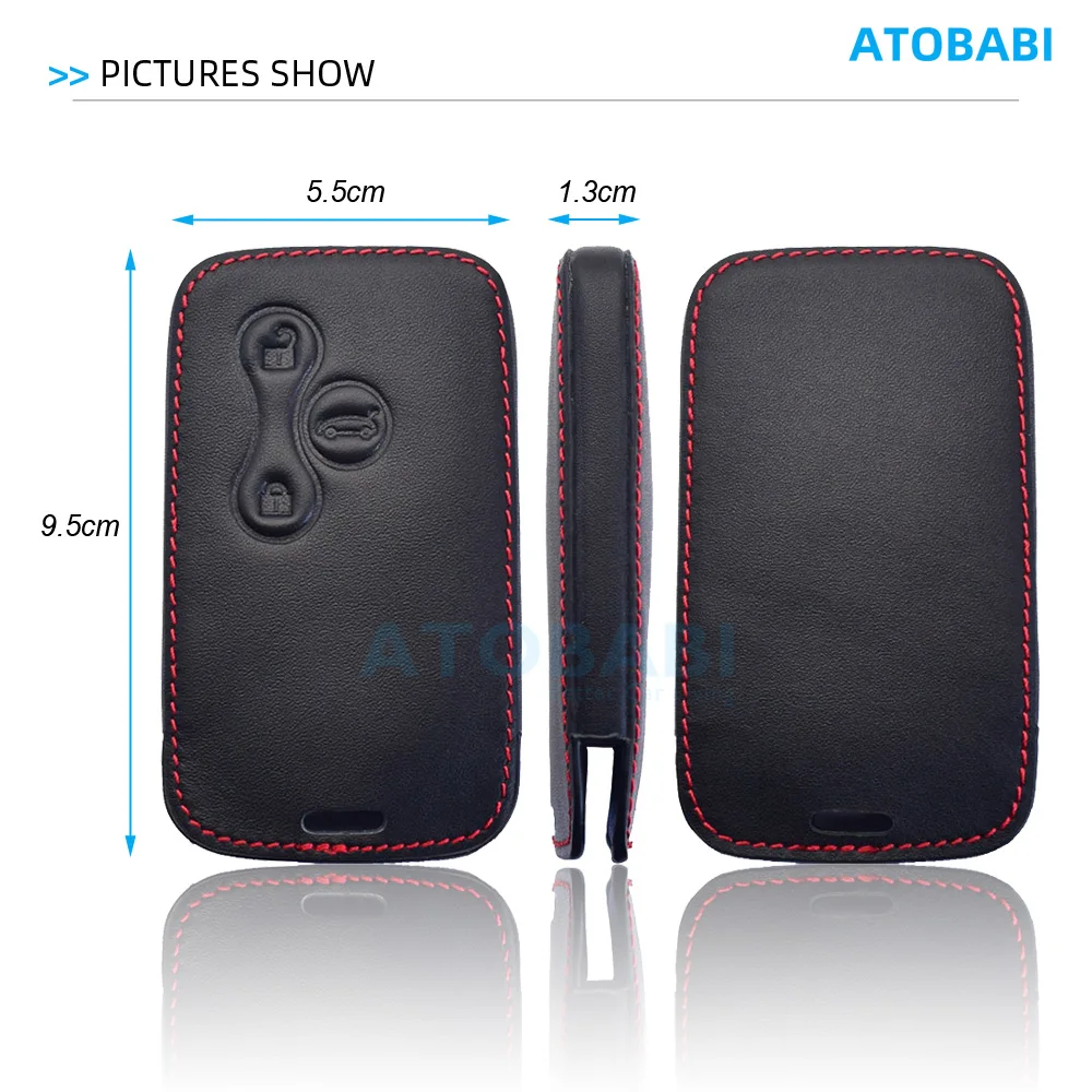 Leather Car Key Cover Bag For Renault Megane Scenic Clio 3 Buttons Smart Remote Fobs Shell Protector Cases Supplies Accessories