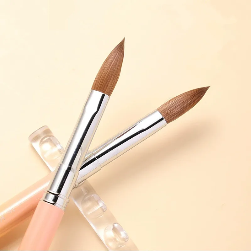 1 pz manico giallo Kolinsky capelli pennello per nail art gel UV acrilico penna per intaglio pennello polvere liquida strumenti di disegno per pittura per unghie fai da te